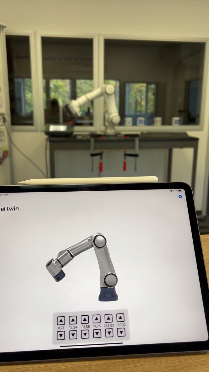 Tablet interface used to monitor and control a robotic digital twin